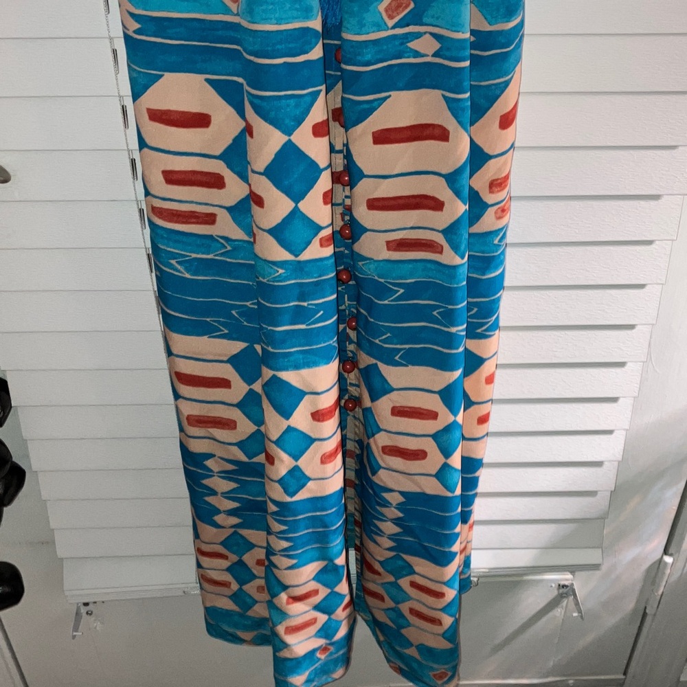 FLASH SALE! Plenty by Tracy Reese Blue and Orange Patterned Maxi Dress - Picture 4 of 10